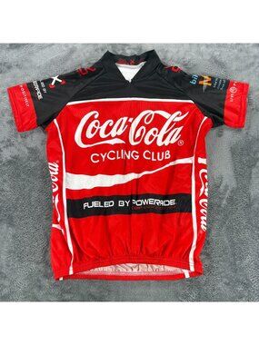 Vomax Coca Cola Cycling Club Bike Jersey Women Medium USA Made 3/4 Zip Vintage